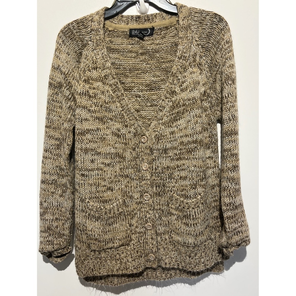 Whispers New York Brown Marled Knit Button Front‎ V-Neck Cardigan Sweater Size 6